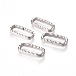 Honeyhandy 201 Stainless Steel Quick Link Connectors, Linking Rings, Closed but Unsoldered, Rectangle, Stainless Steel Color, 16.5x7.3x2.3mm, Inner Diameter: 13.5x4.5mm