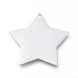 Honeyhandy 304 Stainless Steel Pendants, Manual Polishing, Stamping Blank Tag, Laser Cut, Star, Stainless Steel Color, 22x23x0.8mm, Hole: 1.2mm