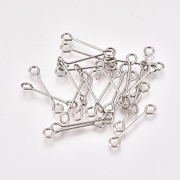 Honeyhandy 304 Stainless Steel Eye Pins, Double Sided Eye Pins, Stainless Steel Color, 16x3x0.5mm, Hole: 1.6mm