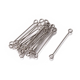 Honeyhandy 304 Stainless Steel Eye Pins, Double Sided Eye Pins, Stainless Steel Color, 26x3x0.5mm, Hole: 1.7mm