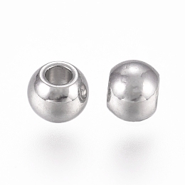 Honeyhandy 316L Surgical Stainless Steel Beads, Round, Stainless Steel Color, 3x2.5mm, Hole: 1.2mm