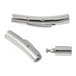 Honeyhandy 304 Stainless Steel Bayonet Clasps, Stainless Steel Color, 29.5x6x5mm, Hole: 3.3mm