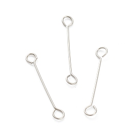 Honeyhandy 316 Surgical Stainless Steel Eye Pins, Double Sided Eye Pins, Stainless Steel Color, 15x2.5x0.4mm, Hole: 1.5mm