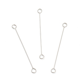 Honeyhandy 316 Surgical Stainless Steel Eye Pins, Double Sided Eye Pins, Stainless Steel Color, 30x2.5x0.4mm, Hole: 1.6mm