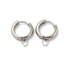 Honeyhandy Tarnish Resistant 201 Stainless Steel Huggie Hoop Earring Findings, with Horizontal Loop and 316 Surgical Stainless Steel Pin, Stainless Steel Color, 11x3mm, Hole: 2.5mm, Pin: 1mm