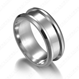 Honeyhandy 201 Stainless Steel Grooved Finger Ring Settings, Ring Core Blank, for Inlay Ring Jewelry Making, Stainless Steel Color, Size 7, 8mm, Inner Diameter: 17mm