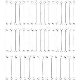 Honeyhandy 316 Surgical Stainless Steel Eye Pins, Double Sided Eye Pins, Stainless Steel Color, 26 Gauge, 30x2.5x0.4mm, Hole: 1.6mm