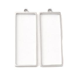 Honeyhandy Non-Tarnish 304 Stainless Steel Open Back Bezel Rectangle Pendants, For DIY UV Resin, Epoxy Resin, Pressed Flower Jewelry, Stainless Steel Color, 47x17x3mm, Hole: 2.2mm, Inner Diameter: 42x15mm