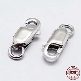 Honeyhandy Rhodium Plated 925 Sterling Silver Lobster Claw Clasps, with 925 Stamp, Platinum, 14mm, Hole: 3mm