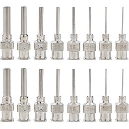 BENECREAT 16PCS 0.5 Inch Stainless Steel Dispensing Needle Tip Blunt Needle with Luer Lock for Refilling Glue, 10/12/14/16/18/20/22/24G