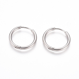 Honeyhandy 202 Stainless Steel Huggie Hoop Earrings, Hypoallergenic Earrings, with 316 Surgical Stainless Steel Pin, Stainless Steel Color, 12 Gauge, 18~19x2mm, Pin: 1mm