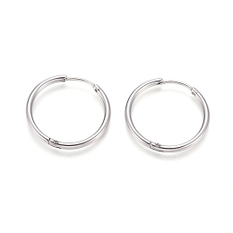 Honeyhandy 202 Stainless Steel Huggie Hoop Earrings, Hypoallergenic Earrings, with 316 Surgical Stainless Steel Pin, Stainless Steel Color, 10 Gauge, 25x2.5mm, Pin: 1mm