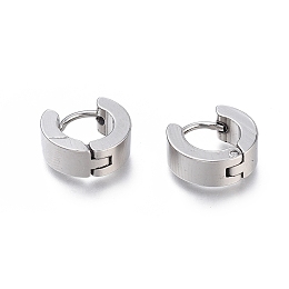 Honeyhandy 304 Stainless Steel Huggie Hoop Earrings, Hypoallergenic Earrings, Thick Hoop Earrings, Ring Shape, Stainless Steel Color, 10.5x12x4mm, Pin: 1mm