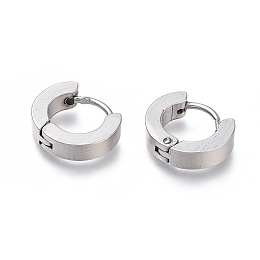 Honeyhandy Tarnish Resistant 304 Stainless Steel Huggie Hoop Earrings, Hypoallergenic Earrings, Thick Hoop Earrings, Ring Shape, Stainless Steel Color, 10x11.5x3mm, Pin: 1mm