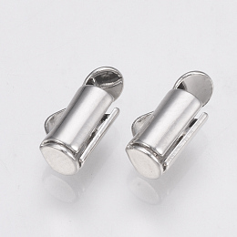 Honeyhandy Brass Slide On End Clasp Tubes, Slider End Caps, Platinum, 6x8x4mm, Hole: 1x2.5mm, Inner Diameter: 3mm