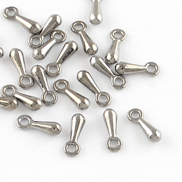 Honeyhandy Alloy Charms, Chain Extender Drop, Teardrop, Platinum, 7x2.5x2mm, Hole: 1mm