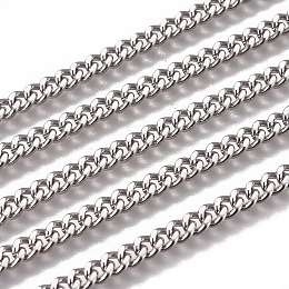 Honeyhandy 3.28 Feet Handmade 304 Stainless Steel Curb Chains, Twisted Chains, Unwelded, Faceted, Stainless Steel Color, 5x4x2mm, Wire: 1.2mm