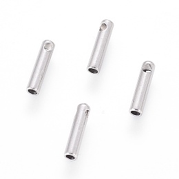 Honeyhandy 304 Stainless Steel Cord Ends, End Caps, Column, Stainless Steel Color, 7x1.6mm, Hole: 0.6mm, Inner Diameter: 1mm