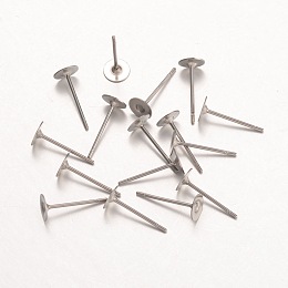 Honeyhandy 316 Surgical Stainless Steel Stud Earring Findings, Stainless Steel Color, 12.5x5mm, Pin: 0.7mm