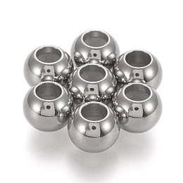 Honeyhandy 202 Stainless Steel Beads, with Rubber Inside, Slider Beads, Stopper Beads, Stainless Steel Color, 7.8x6.2mm, Hole: 3.5mm