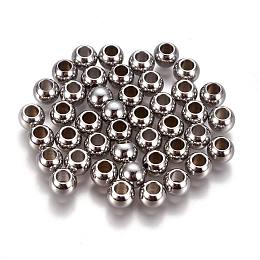 ARRICRAFT 304 Stainless Steel Spacer Beads, Round, Stainless Steel Color, 6x5mm, Hole: 3mm