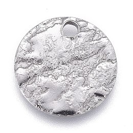 Honeyhandy 304 Stainless Steel Charms, Textured, Laser Cut, Flat Round, Stainless Steel Color, 10.5x1mm, Hole: 1.4mm