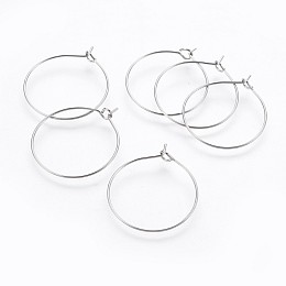 Honeyhandy 316 Surgical Stainless Steel Hoop Earring Findings, Wine Glass Charms Findings, Stainless Steel Color, 20 Gauge, 37~38x34.5~34.9x0.8mm