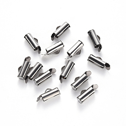 Honeyhandy 304 Stainless Steel Slide On End Clasp Tubes, Slider End Caps, Stainless Steel Color, 6x10x4mm, Hole: 3x1.5mm, Inner Diameter: 3mm