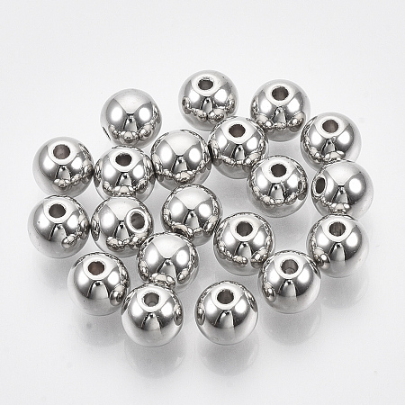 Honeyhandy CCB Plastic Beads, for DIY Jewelry Making, Round, Platinum, 8x7mm, Hole: 1.6mm, about 1900pcs/500g.