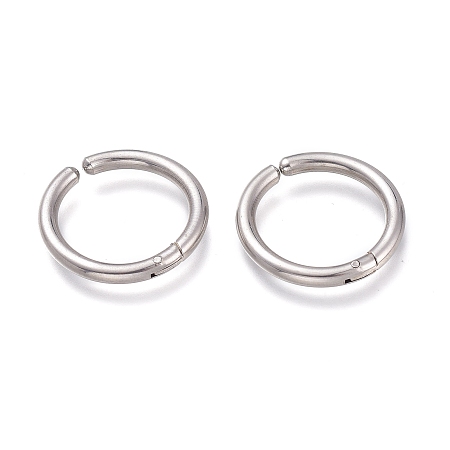 Honeyhandy 201 Stainless Steel Clip-on Earrings, Hypoallergenic Earrings, Ring, Stainless Steel Color, 21x2.5mm