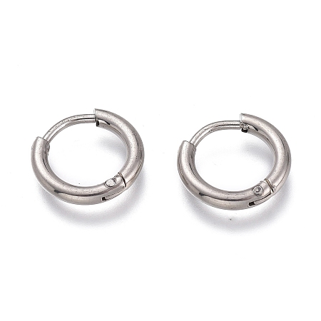 Honeyhandy 304 Stainless Steel Huggie Hoop Earrings, Hypoallergenic Earrings, Ring, Stainless Steel Color, 12 Gauge, 12x2mm, Pin: 0.8mm