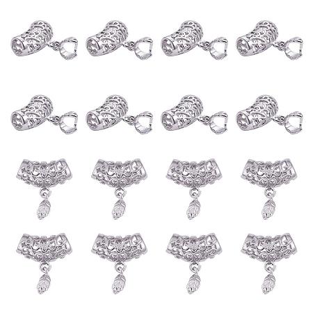 ARRICRAFT About 20 Pieces Brass Leaf Pinch Clip Bail Clasp Dangle Charm Bead Pendant Connector Findings 20x14.5mm for Jewelry Making Platinum