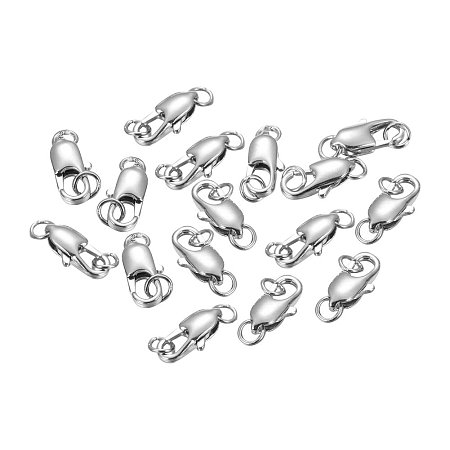 ARRICRAFT 200 pcs Platinum Plated Brass Lobster Claw Clasps 18x6mm for Jewelry Making, Cadmium Free & Lead Free