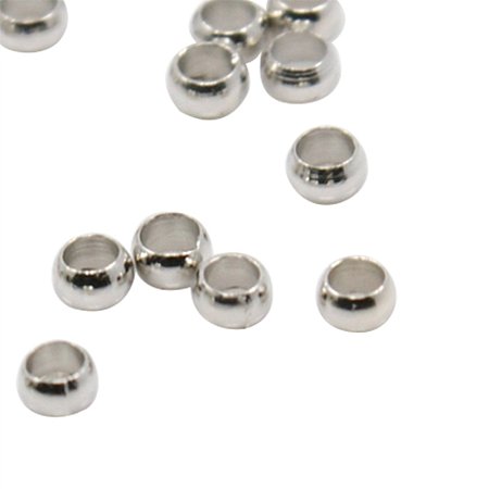 NBEADS 10000 Pcs Brass Crimp Beads, Rondell, Platinum, 2x2mm, Hole: 1mm