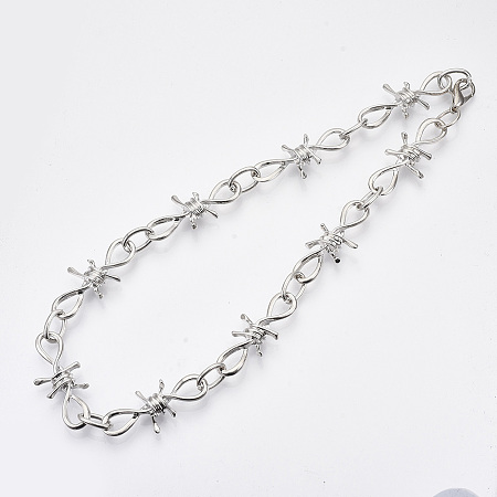 Honeyhandy Alloy Barb Wire Necklaces, with Lobster Claw Clasp, Platinum, 19.1 inch(48.5cm)