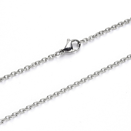 Honeyhandy 304 Stainless Steel Cable Chain Necklace, with Lobster Claw Clasp, Stainless Steel Color, 19.68 inch(50cm), Link: 2.7x2x0.6mm