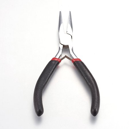 NBEADS 1 Pc Jewelry Pliers Flat Nose Pliers Jewelry Beading Tool Carbon-Hardened Steel, 12.5cm Long, White
