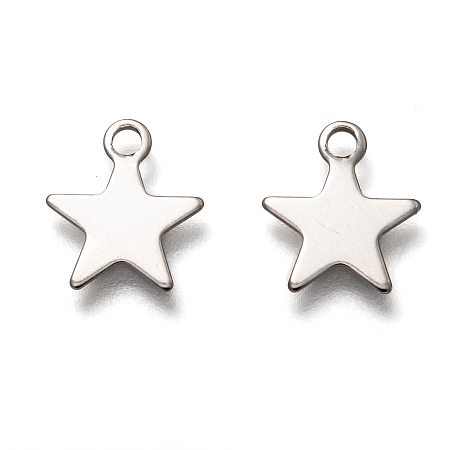 Honeyhandy 201 Stainless Steel Charms, Laser Cut, Star, Stainless Steel Color, 11x10x0.8mm, Hole: 1.6mm