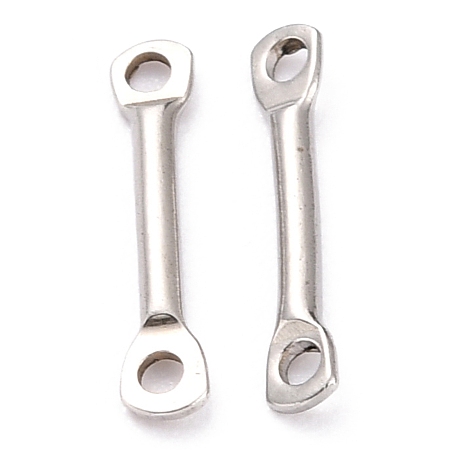 Honeyhandy 201 Stainless Steel Links Connectors, Bar Links, Stainless Steel Color, 12x1x1mm, Hole: 1mm