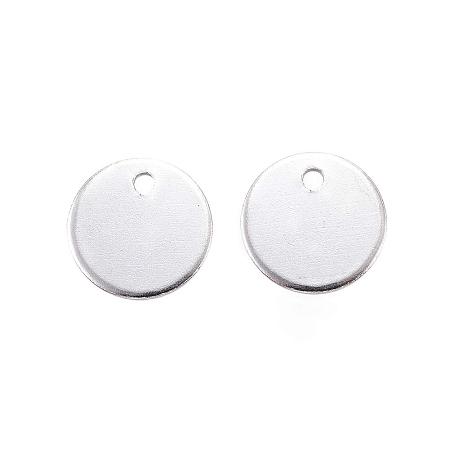 ARRICRAFT 500pcs 8mm 304 Stainless Steel Flat Round Blank Stamping Tag Pendants Charms with 1mm Hole for Bracelet Jewelry Making, Stainless Steel Color