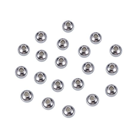 NBEADS 100 Pcs 8mm 304 Stainless Steel Smooth Round Metal Spacer Beads Rondelle Loose Beads for DIY Jewelry Making Findings