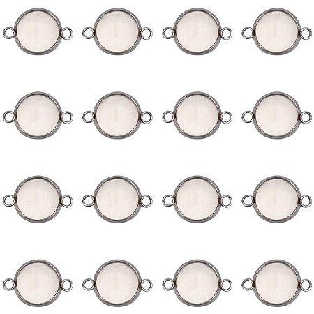 Pandahall Elite 100pcs 12mm Stainless Steel Cabochon Connectors Settings Pendant Cabochons Trays Bezel Trays Round Cabochon Links for Jewelry Making 19.5x14x2mm, Hole 2mm