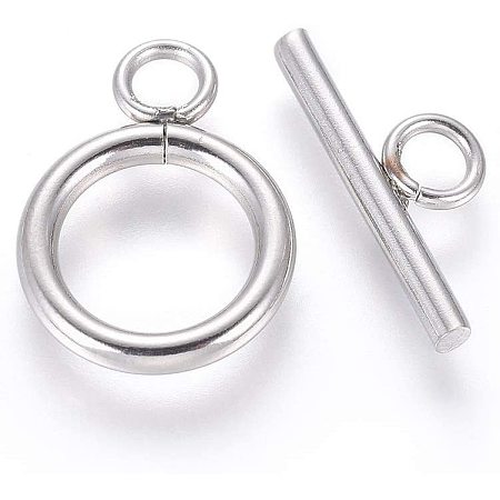 UNICRAFTALE 50Sets Stainless Steel Smooth Toggle Clasps Silver Tone Bar and Ring Clasps End Clasps Connectors Jewelry Components for Bracelet Necklace Jewelry Making