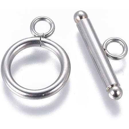 UNICRAFTALE 10Sets 304 Stainless Steel Toggle Clasps Silver Tone Bar and Ring Clasps End Clasps Connectors Jewelry Components for Bracelet Necklace Jewelry Making