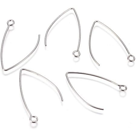 UNICRAFTALE 50pcs V Shape Stainless Steel Earring Hooks 0.7mm Pin Ear Wire Findings with Loop Earrings Hooks for Dangle Earrings Jewelry Making 31x20x0.8mm, Hole 2.3mm