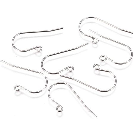 UNICRAFTALE 100pcs 0.7mm Pin Earrings Hooks Stainless Steel Ear Wire Findings with Loop Thin Earrings Hooks for Dangle Earrings Jewelry Making 27.5x13x0.8mm, Hole 1.8mm
