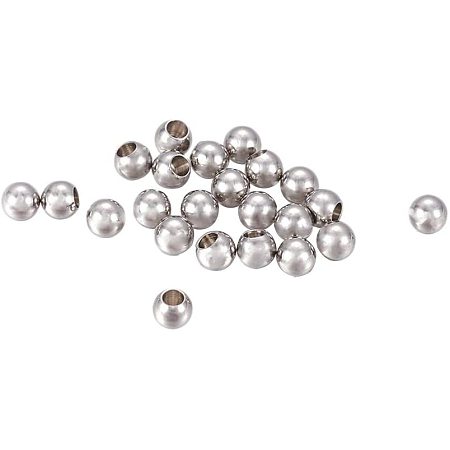UNICRAFTALE About 200pcs 3mm 304 Stainless Steel Cord End Caps Round Memory Wire End Caps Half Hole Ball Beads for DIY Jewelry Making, Hole 2mm