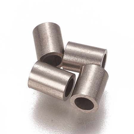Honeyhandy 304 Stainless Steel Tube Beads, Stainless Steel Color, 4x3mm, Hole: 2mm