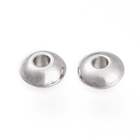 Honeyhandy 202 Stainless Steel Spacer Beads, Rondelle, Stainless Steel Color, 6x3mm, Hole: 2mm