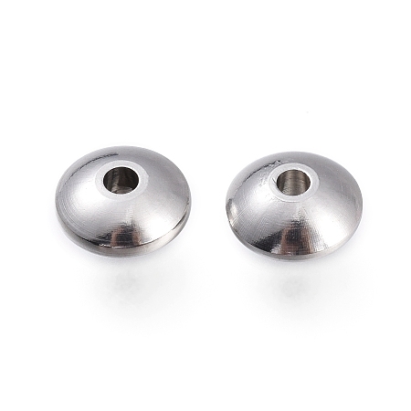 Honeyhandy 202 Stainless Steel Spacer Beads, Rondelle, Stainless Steel Color, 8x4mm, Hole: 1.8mm